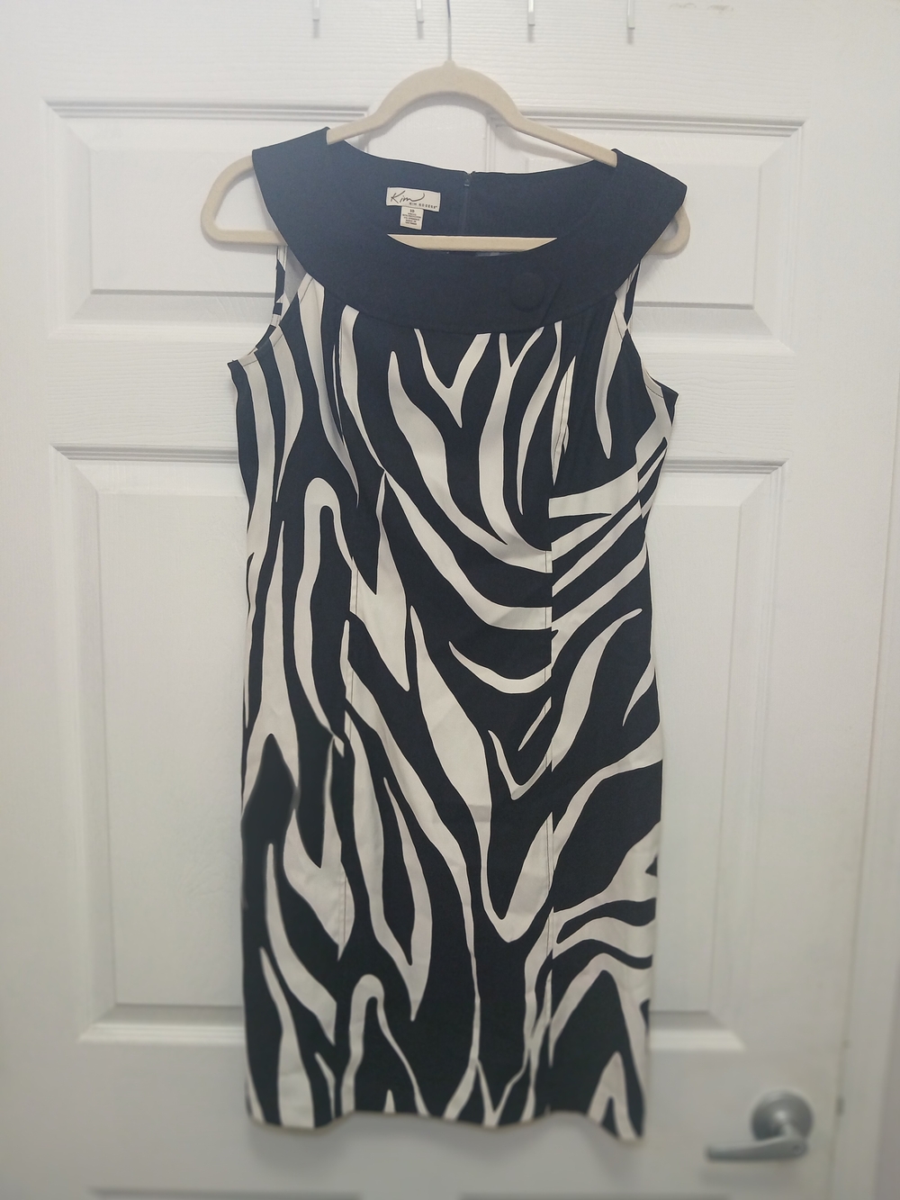 Kim Rogers Black & White Zebra Print Sleeveless Dress